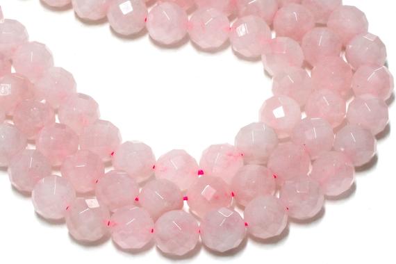 Large Faceted Rose Quartz Beads,unique Stone Beads,14mm Beads,beads For Necklaces,beads Lot, Mixed Lot Beads - 16" Full Strand