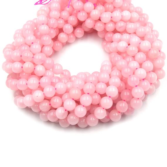 Rose Quartz Beads | Smooth Round Beads | 4mm 6mm 8mm 10mm 12mm | Loose Gemstone Beads | Beads By The Strand