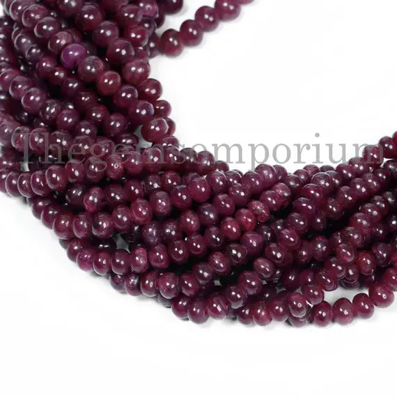4-7mm Natural Ruby Plain Rondelle Beads, Ruby Smooth Rondelle Beads, Ruby Rondelle Beads, Ruby Beads, Ruby Smooth Beads, Natural Ruby Beads