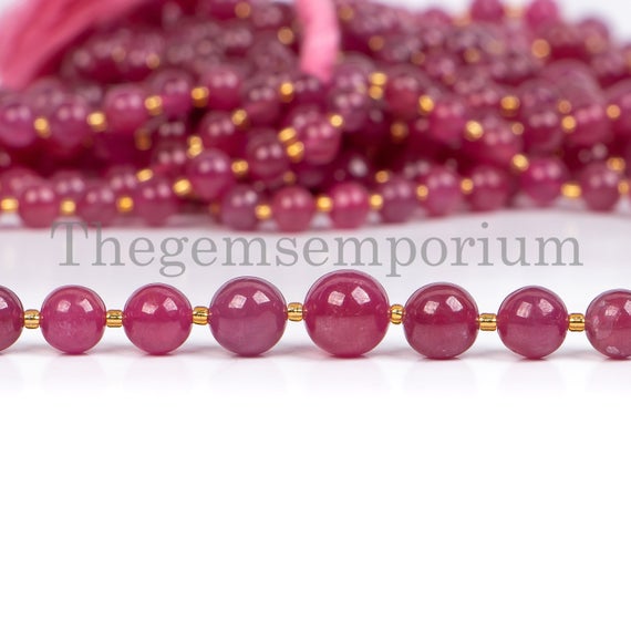 Natural Ruby Smooth  5.5-8.5mm Round Ball Beads, Natural Ruby Beads, Ruby Beads, Round Shape Beads, Gemstone Beads, Ruby Beads For Jewelry
