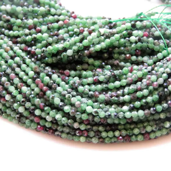2.5mm Natural Ruby Zoisite Faceted Round Beads, Ruby Zoisite Gemstone Beads, 13 Inch Strand, Sold As 1 Strand/5 Strand/20 Strands, Gds1428