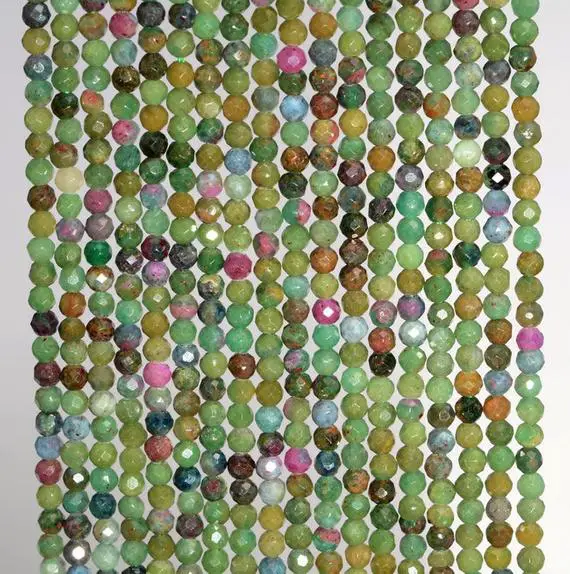 3mm Genuine Brazil Ruby Zoisite Gemstone Grade Aaa Multi Color Micro Faceted Round Loose Beads 15.5 Inch Full Strand (80004634-344)
