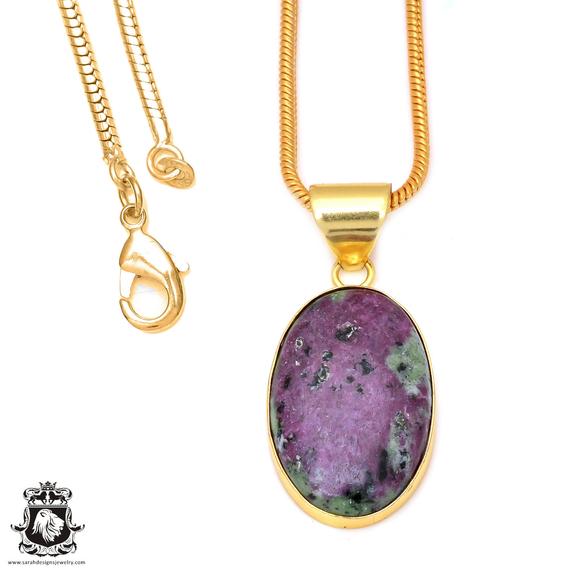 Ruby Zoisite 24k Gold Pendant Necklaces