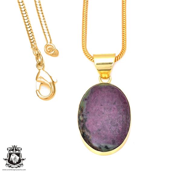 Ruby Zoisite 24k Gold Necklace Gph91 Ruby Zoisite 24k Gold Necklace Gph91