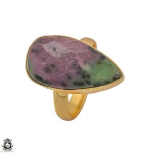 Shop Ruby Zoisite Rings! Size 8.5 – Size 10 Adjustable Ruby Zoisite Energy Healing Ring • Meditation Crystal Ring • 24K Gold  Ring GPR1216 | Natural genuine Ruby Zoisite rings, simple unique handcrafted gemstone rings. #rings #jewelry #shopping #gift #handmade #fashion #style #affiliate #ad