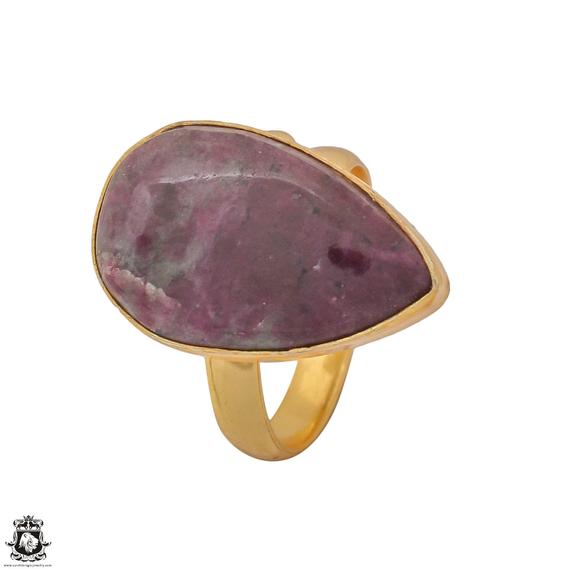 Size 9.5 - Size 11 Ruby Zoisite Ring Meditation Ring 24k Gold Ring Gpr1221