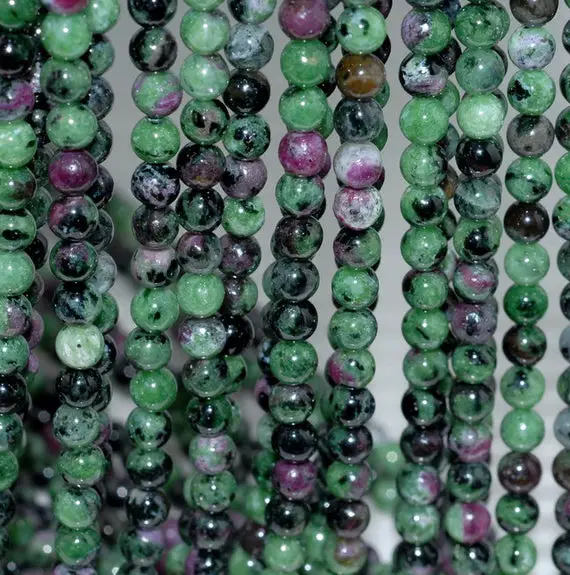 4mm Ruby Zoisite Gemstone Green Red Grade A Round Loose Beads 15.5 Inch Full Strand (80006804-783)