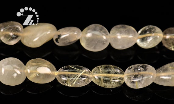 Gold Rutilated Quartz Pebble Chips Beads,chips Beads,nugget Beads,natural,crystal Quartz,quartz Beads,8-10mm,15" Full Strand