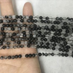 Shop Rutilated Quartz Bead Shapes! Special Offer Genuine Black Rutilated Quartz 4mmRound Natural Black Hair Quartz Grade AB Beads 15 inch | Natural genuine other-shape Rutilated Quartz beads for beading and jewelry making.  #jewelry #beads #beadedjewelry #diyjewelry #jewelrymaking #beadstore #beading #affiliate #ad