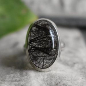 Shop Rutilated Quartz Rings! 925 silver natural rutile quartz ring-black rutile ring-quartz ring-rutilated quartz ring-natural quartz-black rutilated ring | Natural genuine Rutilated Quartz rings, simple unique handcrafted gemstone rings. #rings #jewelry #shopping #gift #handmade #fashion #style #affiliate #ad
