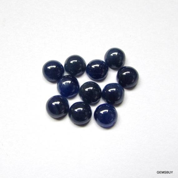 5 Pieces 3mm Or 4mm Blue Sapphire Round Cabochon Aaa Quality Gemstone, Unheated Or Untreated.. 100% Natural Sapphire Cabochon Round Gemstone