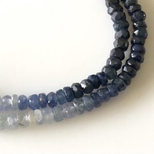 Shop Sapphire Necklaces! 3.5mm To 4mm Shaded Natural Blue Sapphire Faceted Rondelle Beads Sapphire Jewelry Sapphire Necklace Sold As 16 Inch & 8 Inch Strand GDS1702 | Natural genuine Sapphire necklaces. Buy crystal jewelry, handmade handcrafted artisan jewelry for women.  Unique handmade gift ideas. #jewelry #beadednecklaces #beadedjewelry #gift #shopping #handmadejewelry #fashion #style #product #necklaces #affiliate #ad