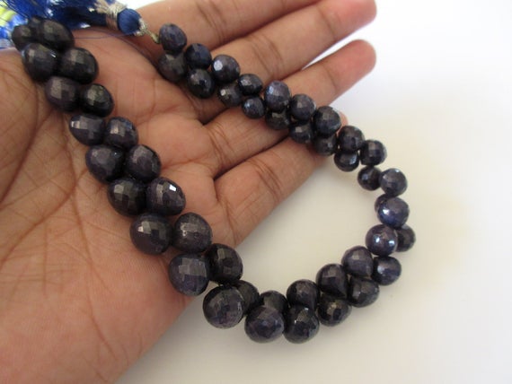 Blue Corundum Color Sapphire Onion Shaped Briolette Beads, Sapphire Briolette Beads, 7-9mm/9-11mm Beads, Gds1150
