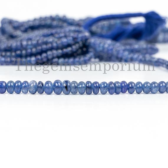 Best Quality Natural Blue Sapphire Smooth Rondelle Beads, 3.5-5.75mm Sapphire Gemstone Beads, Sapphire Rondelle Beads, Jewelry Making Beads