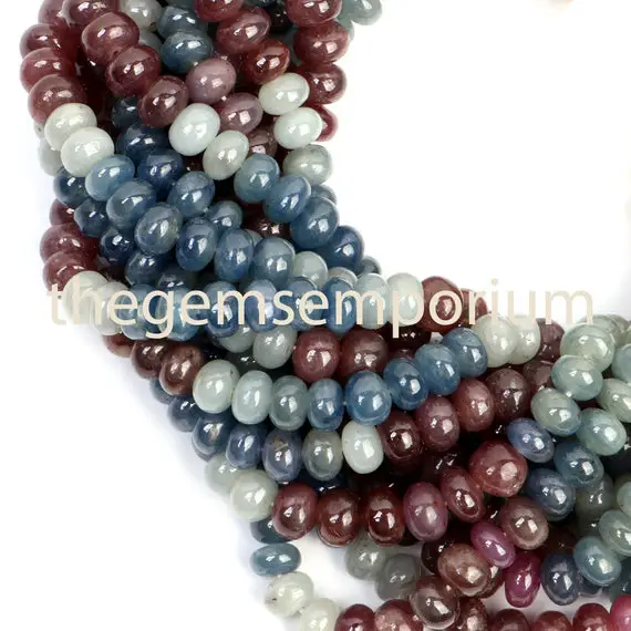 6-6.5mm Multi Sapphire Plain Rondelle Shape Beads, Multi Corundum Smooth Rondelle Beads, Natural Multi Color Sapphire Plain Rondelle Beads
