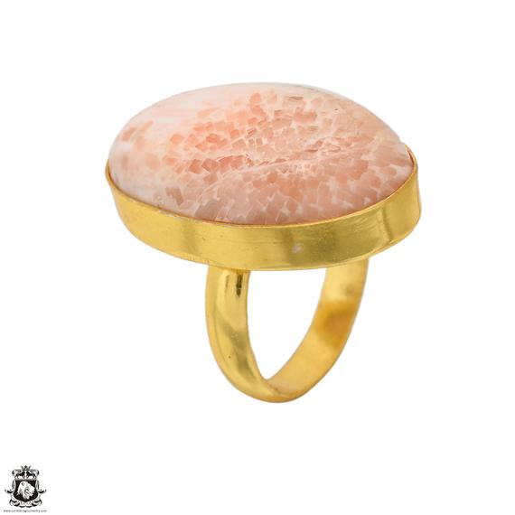 Size 6.5 - Size 8 Scolecite Ring Meditation Ring 24k Gold Ring Gpr1621