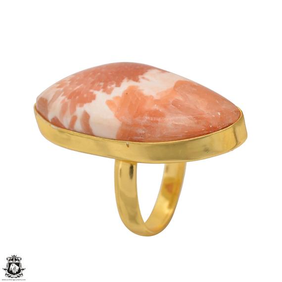 Size 8.5 - Size 10 Scolecite Ring Meditation Ring 24k Gold Ring Gpr1569