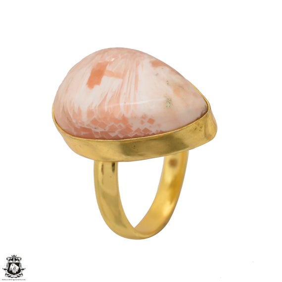 Size 8.5 - Size 10 Scolecite Ring Meditation Ring 24k Gold Ring Gpr1570