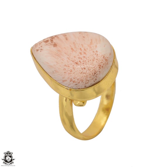 Size 8.5 - Size 10 Scolecite Ring Meditation Ring 24k Gold Ring Gpr1565