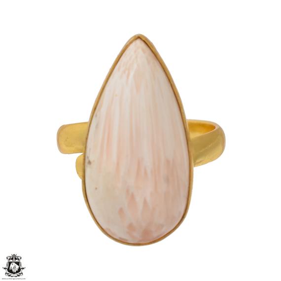 Size 8.5 - Size 10 Scolecite Ring Meditation Ring 24k Gold Ring Gpr1567