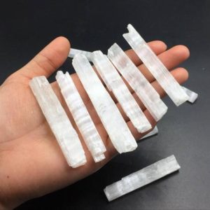 2.4"-3.2" Small Selenite Crystal Wand Raw Selenite Wand Wholesale Selenite Sticks CD OB set of 5pieces / 10pieces | Natural genuine beads Gemstone beads for beading and jewelry making.  #jewelry #beads #beadedjewelry #diyjewelry #jewelrymaking #beadstore #beading #affiliate #ad