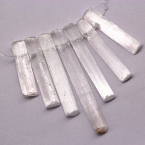 Natural Selenite Graduated Slice Stick Points Beads 30-50mm 7 Pcs/Set | Natural genuine other-shape Gemstone beads for beading and jewelry making.  #jewelry #beads #beadedjewelry #diyjewelry #jewelrymaking #beadstore #beading #affiliate #ad