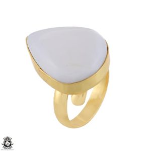 Shop Selenite Rings! Size 7.5 – Size 9 Selenite Ring Meditation Ring 24K Gold Ring GPR1746 | Natural genuine Selenite rings, simple unique handcrafted gemstone rings. #rings #jewelry #shopping #gift #handmade #fashion #style #affiliate #ad