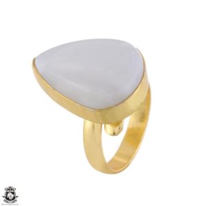 Shop Selenite Rings! Size 8.5 – Size 10 Selenite Ring Meditation Ring 24K Gold Ring GPR1751 | Natural genuine Selenite rings, simple unique handcrafted gemstone rings. #rings #jewelry #shopping #gift #handmade #fashion #style #affiliate #ad