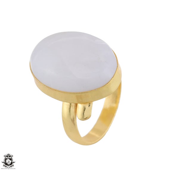 Size 8.5 - Size 10 Selenite Ring Meditation Ring 24k Gold Ring Gpr1743