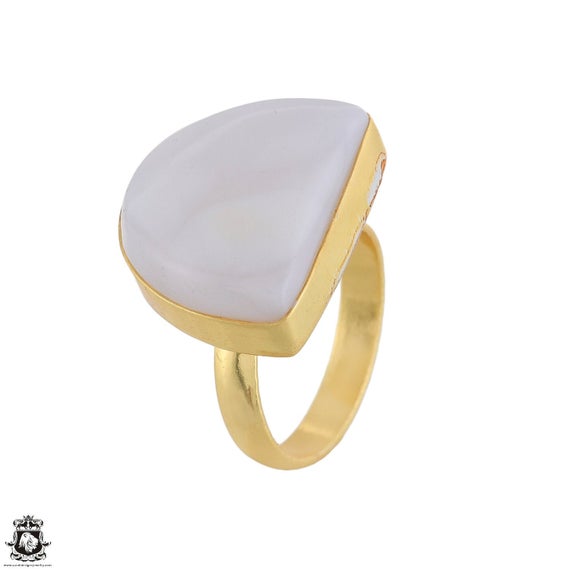 Size 9.5 - Size 11 Selenite Ring Meditation Ring 24k Gold Ring Gpr1742