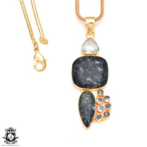 Shop Seraphinite Pendants! 3.5 Inch Seraphinite 24K Gold Plated Pendant 3MM Italian Snake Chain GP188 | Natural genuine Seraphinite pendants. Buy crystal jewelry, handmade handcrafted artisan jewelry for women.  Unique handmade gift ideas. #jewelry #beadedpendants #beadedjewelry #gift #shopping #handmadejewelry #fashion #style #product #pendants #affiliate #ad