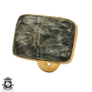 Shop Seraphinite Rings! Size 7.5 – Size 9 Seraphinite Ring Meditation Ring 24K Gold Ring GPR501 | Natural genuine Seraphinite rings, simple unique handcrafted gemstone rings. #rings #jewelry #shopping #gift #handmade #fashion #style #affiliate #ad