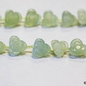 M/ New Jade 10mm/ 7mm Flower Beads 15.5 inches long, Natural Green Yellow Color Serpentine Carved Flower, For Earring, DIY Jewelry Making | Natural genuine other-shape Serpentine beads for beading and jewelry making.  #jewelry #beads #beadedjewelry #diyjewelry #jewelrymaking #beadstore #beading #affiliate #ad
