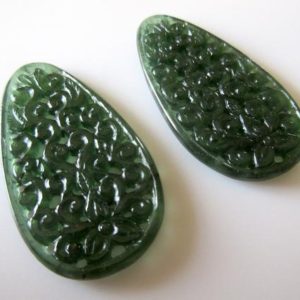 Shop Serpentine Jewelry! Unique Hand Carved Green Serpentine Gemstone Carving, Filigree Finding, Natural Serpentine Earrings 51x27mm Each, SKU-Tc71 | Natural genuine Serpentine jewelry. Buy crystal jewelry, handmade handcrafted artisan jewelry for women.  Unique handmade gift ideas. #jewelry #beadedjewelry #beadedjewelry #gift #shopping #handmadejewelry #fashion #style #product #jewelry #affiliate #ad