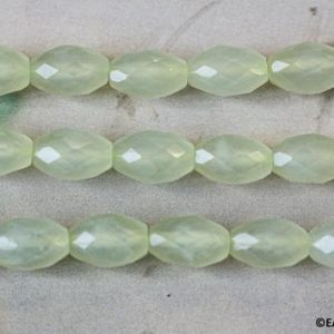 M-S/ New Jade 8x12mm/ 7x10mm/ 6x12mm Faceted Oval Rice beads Natural light green serpentine Shade varies Nice Matched pairs for Earrings | Natural genuine beads Gemstone beads for beading and jewelry making.  #jewelry #beads #beadedjewelry #diyjewelry #jewelrymaking #beadstore #beading #affiliate #ad
