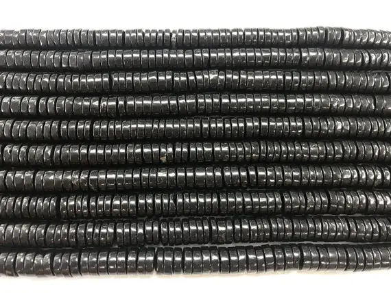 Genuine Shungite 6mm - 10mm Heishi Black Gemstone Loose Beads 15 Inch Jewelry Supply Bracelet Necklace Material Support Wholesale