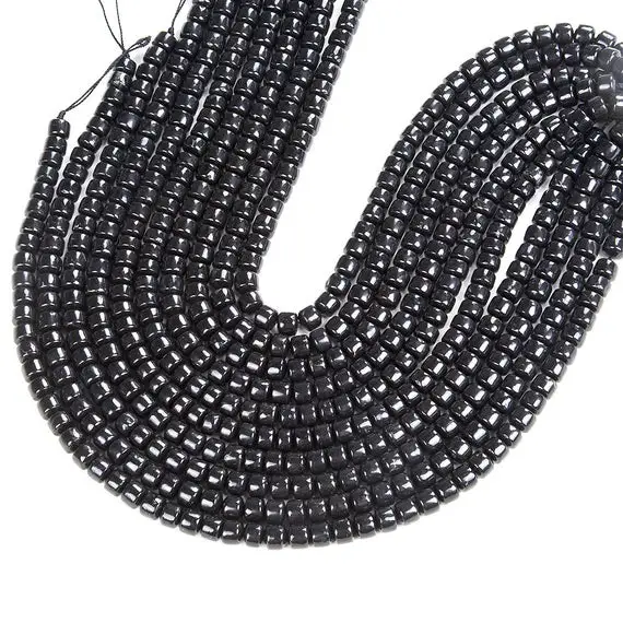 Natural Smooth Shungite Gemstone Grade Aaa Cylinder Wheel Tube 8x5mm 12x8mm Loose Beads (d46)