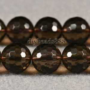 Shop Smoky Quartz Round Beads! Crystal Quartz,15 inch full strand natural Smoky Quartz faceted(128) round beads,crystal beads 6mm 8mm 10mm 12mm 14mm for Choice | Natural genuine round Smoky Quartz beads for beading and jewelry making.  #jewelry #beads #beadedjewelry #diyjewelry #jewelrymaking #beadstore #beading #affiliate #ad