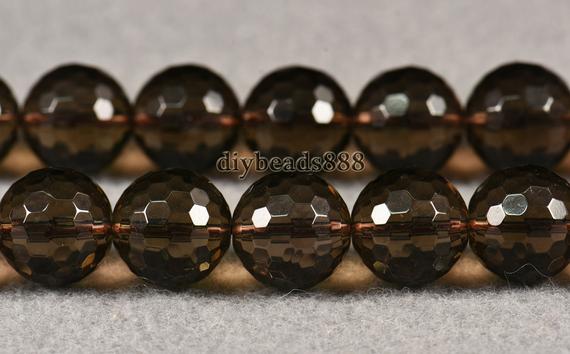 Crystal Quartz,15 Inch Full Strand Natural Smoky Quartz Faceted(128) Round Beads,crystal Beads 6mm 8mm 10mm 12mm 14mm For Choice