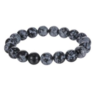 Shop Snowflake Obsidian Jewelry! Snowflake Obsidian Bracelet Smooth Round 8mm 10mm 7.5" Length | Natural genuine Snowflake Obsidian jewelry. Buy crystal jewelry, handmade handcrafted artisan jewelry for women.  Unique handmade gift ideas. #jewelry #beadedjewelry #beadedjewelry #gift #shopping #handmadejewelry #fashion #style #product #jewelry #affiliate #ad