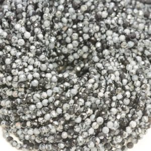 3MM Snowflake Obsidian Gemstone Black White Micro Faceted Round Grade Aaa Beads 15inch WHOLESALE (80010167-A195) | Natural genuine beads Array beads for beading and jewelry making.  #jewelry #beads #beadedjewelry #diyjewelry #jewelrymaking #beadstore #beading #affiliate #ad