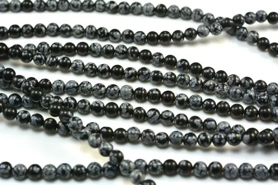 Natural Snowflake Obsidian Rondelle Heishi 4mm Beads Gemstone