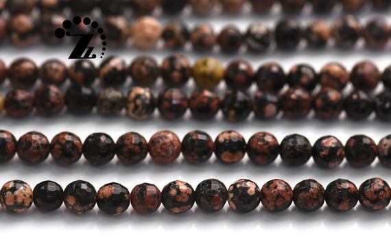 Red Snowflake Obsidian Beads,faceted(128 Faces) Round Beads,natural Gemstone,6mm, 15" Full Strand