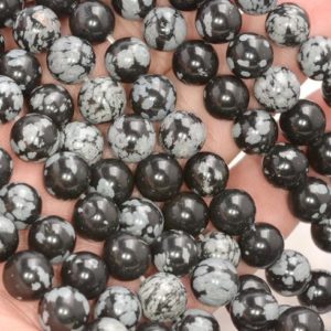 Shop Snowflake Obsidian Round Beads! Natural Cristobalite Snowflake Obsidian Gemstone Grade Aa Round 4mm 6mm 8mm 10mm Loose Bead 15 inch Full Strand BULK LOT 1,2,6,12 and 50 | Natural genuine round Snowflake Obsidian beads for beading and jewelry making.  #jewelry #beads #beadedjewelry #diyjewelry #jewelrymaking #beadstore #beading #affiliate #ad
