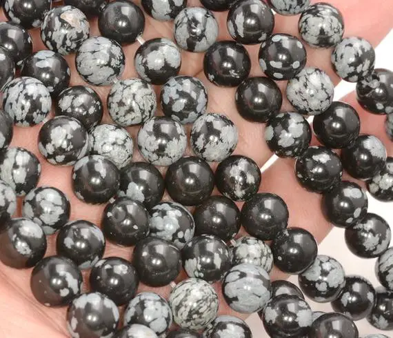 Natural Cristobalite Snowflake Obsidian Gemstone Grade Aa Round 4mm 6mm 8mm 10mm Loose Bead 15 Inch Full Strand Bulk Lot 1,2,6,12 And 50