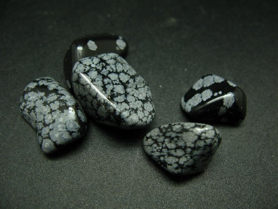 Lot Of 5 Tumbled Snowflake Obsidian (variety Of Obsidian) From Usa