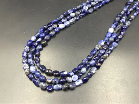 Sodalite Pebble Beads Polished Blue Sodalite Nugget Beads 6-8mm Tiny Sodalite Beads Gemstone Beads 15.5" Strand