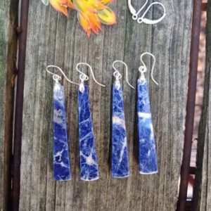 Shop Sodalite Earrings! Unique sodalite earrings.  Long sodalite earrings.  Sterling silver sodalite earrings | Natural genuine Sodalite earrings. Buy crystal jewelry, handmade handcrafted artisan jewelry for women.  Unique handmade gift ideas. #jewelry #beadedearrings #beadedjewelry #gift #shopping #handmadejewelry #fashion #style #product #earrings #affiliate #ad