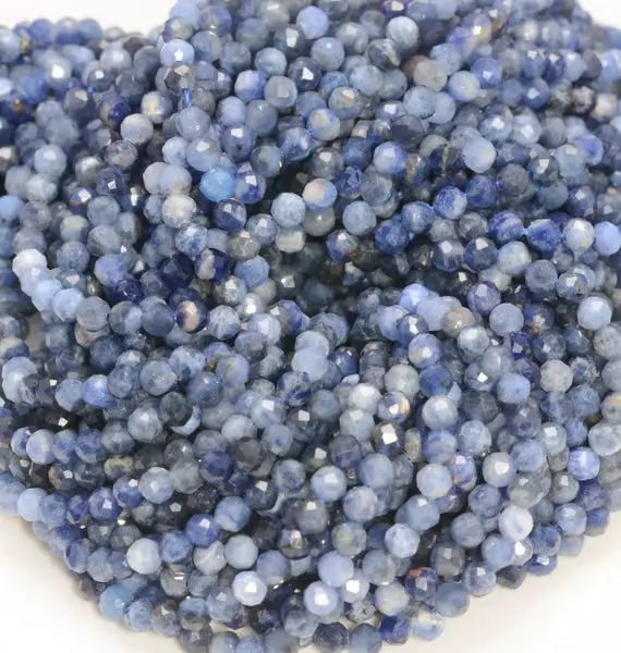 3mm Sodalite Gemstone Blue Micro Faceted Round Grade Aa Beads 15.5inch Wholesale (80010189-a194)