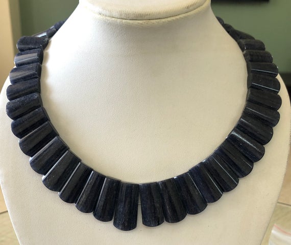 Natural Sodalite Layout Necklace Gemstone Bib Necklace Cleopatra Necklace Collar Necklace For Women, 12" 13mm To 26mm 39 Pieces, Gds1911